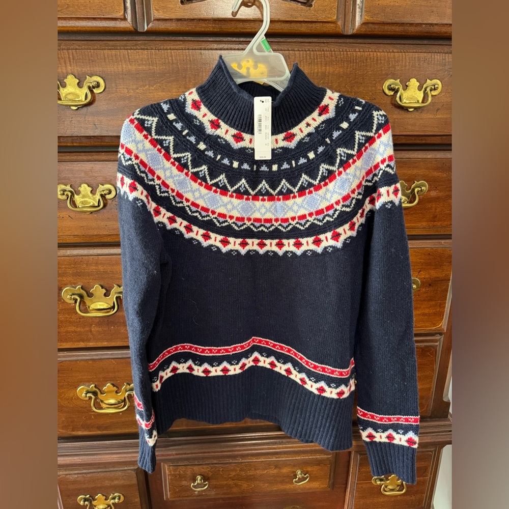 NWT Jcrew Navy Patterned Women's Sweater